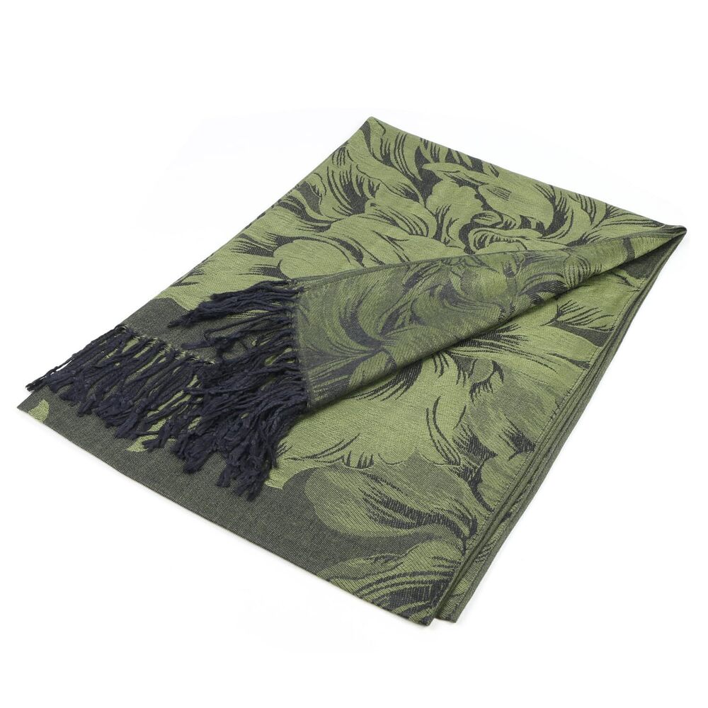 3983 Women's Pashmina Shawls And Wraps Reversible Floral Flower Rave Scarf - Picture 4 of 5